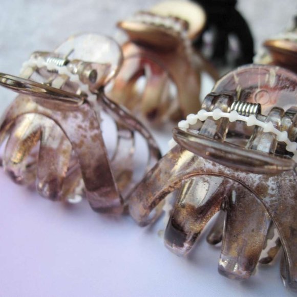 6 Goody Classic Small Spider Octopus Plastic Jaw Claw Clips 1.5" Black Marbled - Picture 1 of 7